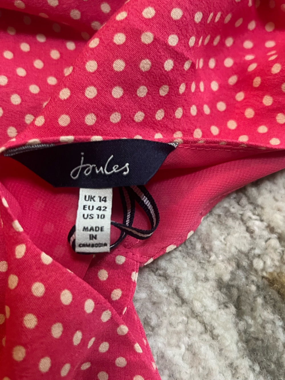 Joules Pink Polka Dot Tie-Waist Kenna Midi Sundress with Pockets NWOT - Picture 5 of 9